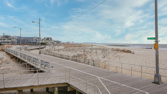 exterior space featuring a view of the beach