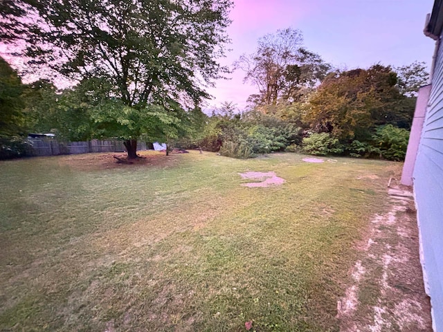 view of yard at dusk