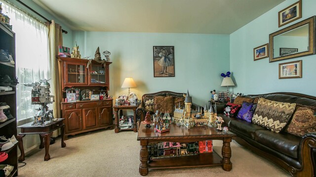 living room featuring carpet floors