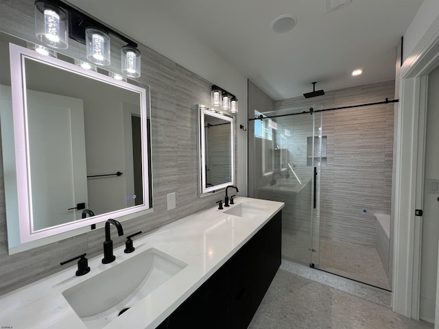 27 Spruce Rd, Ocean City, NJ 08226 - full bath with a shower stall, double vanity, tasteful backsplash, and recessed lighting