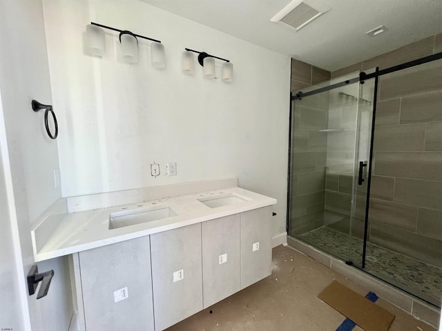 27 Spruce Rd, Ocean City, NJ 08226 - full bath with a stall shower, concrete floors, and double vanity