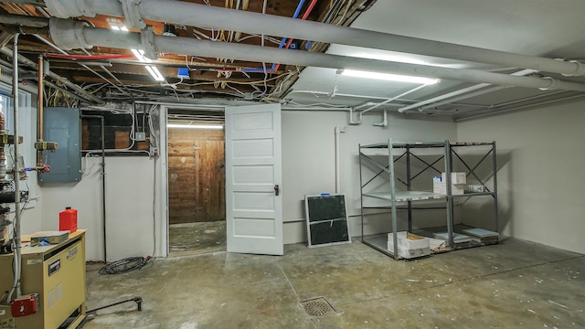 basement featuring electric panel