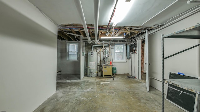 basement featuring water heater