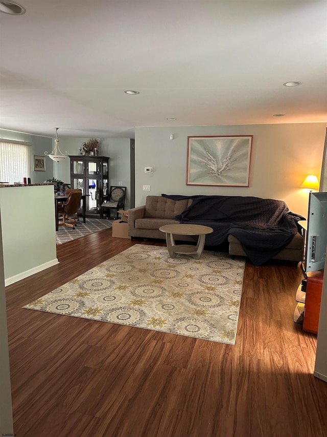 living room featuring hardwood / wood-style floors and french doors