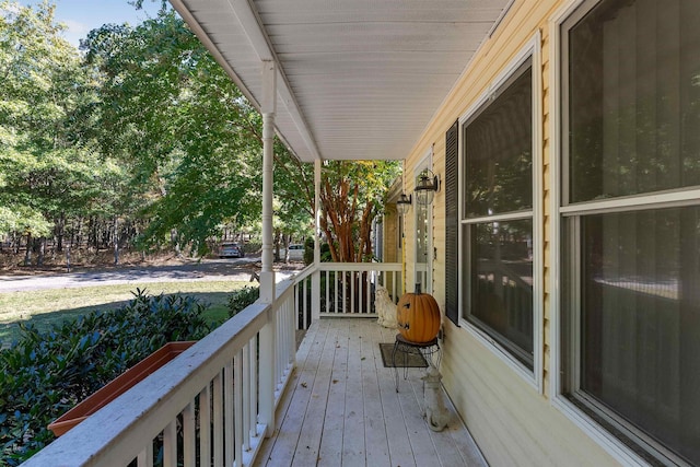 wooden deck with covered porch