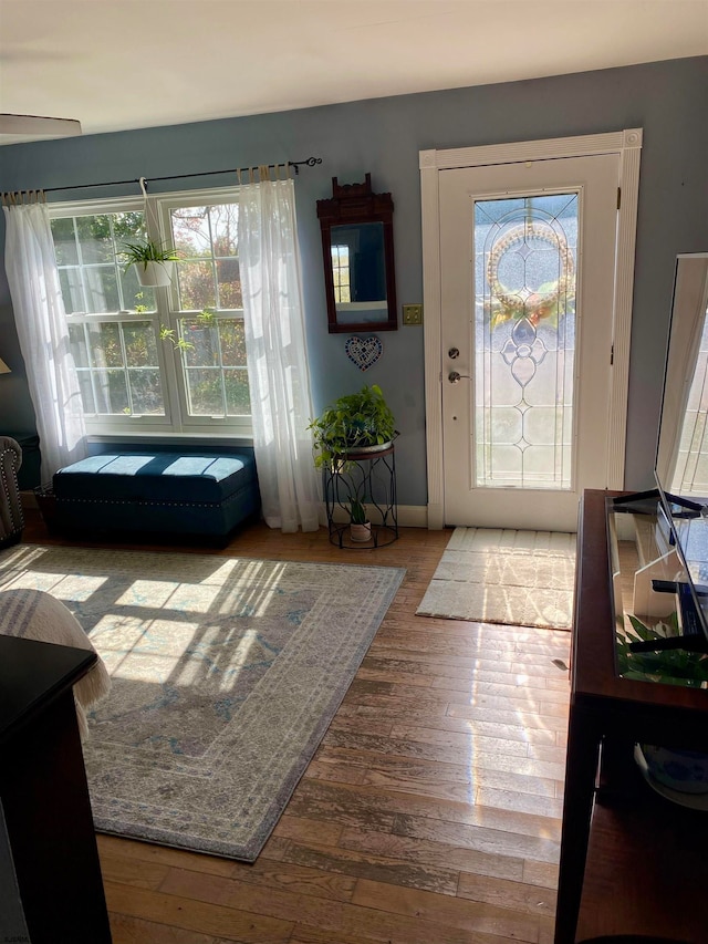 foyer with light hardwood / wood-style flooring