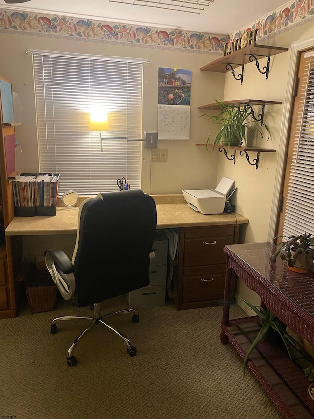 office area featuring carpet floors