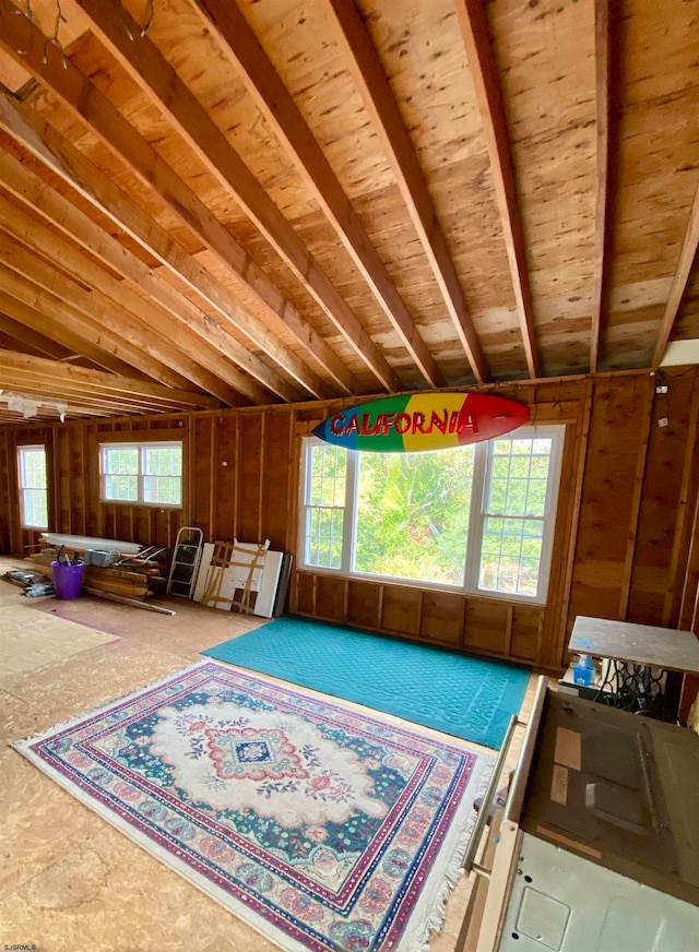 view of unfinished attic