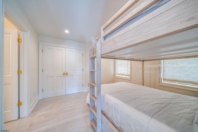 109 S 11th Ave, Longport, NJ 08403 - tiled bedroom with baseboards, recessed lighting, and a closet