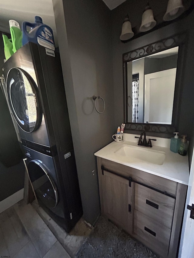 bathroom featuring vanity and tile patterned flooring