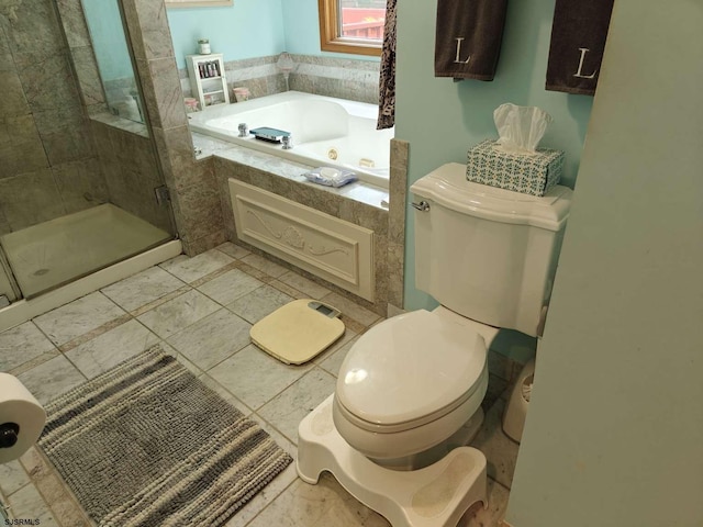 bathroom with toilet and independent shower and bath