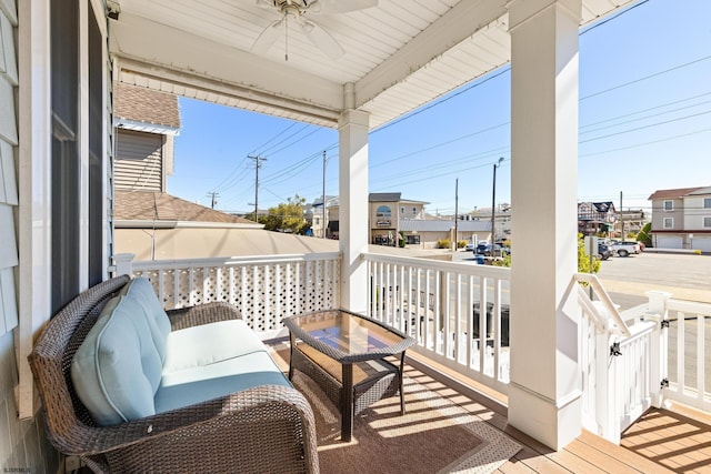 balcony with ceiling fan