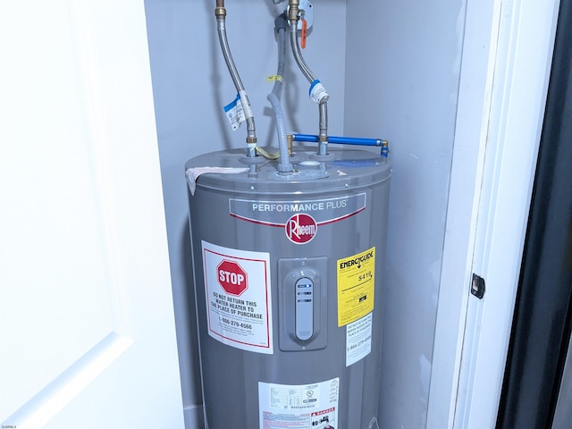 utility room with water heater