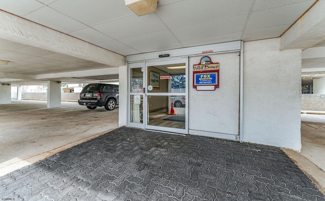 garage with a carport