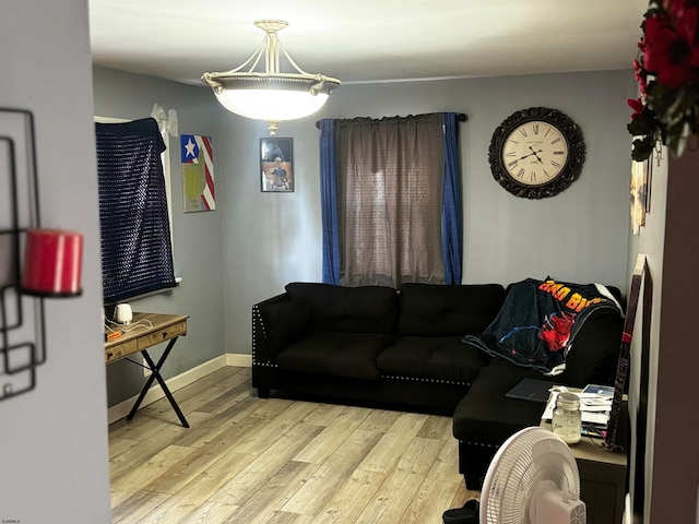 living room with light wood-type flooring