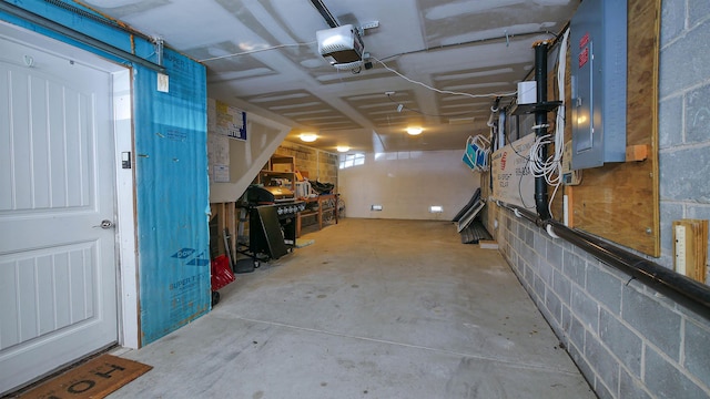 basement with electric panel