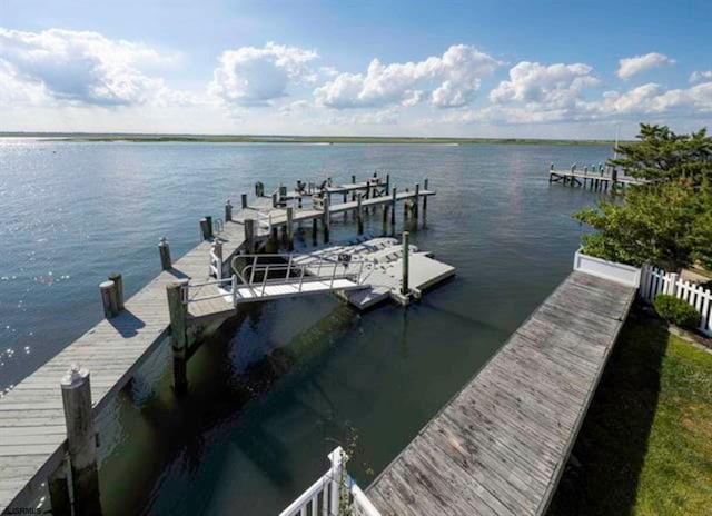 view of dock featuring a water view