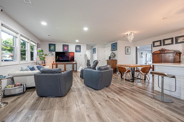 living room with hardwood / wood-style floors