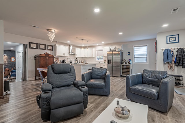 living room featuring light hardwood / wood-style flooring