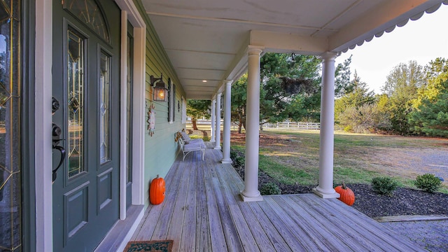 deck featuring a porch