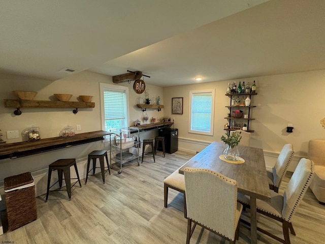 dining room with light wood-type flooring