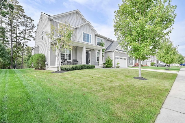 view of front of property with a front yard and a porch