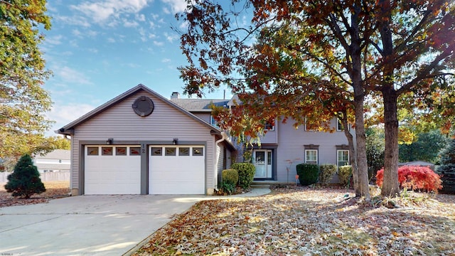 view of front of property with a garage