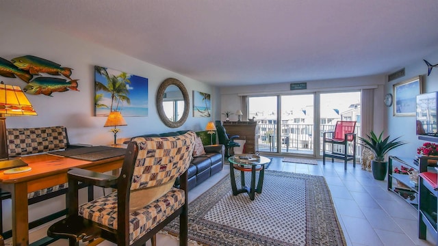 view of tiled living room