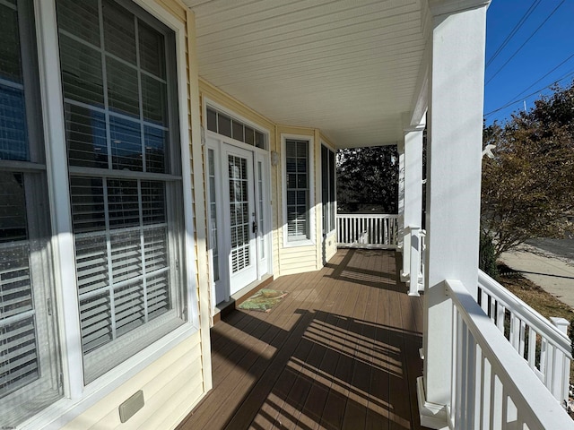 wooden deck with covered porch