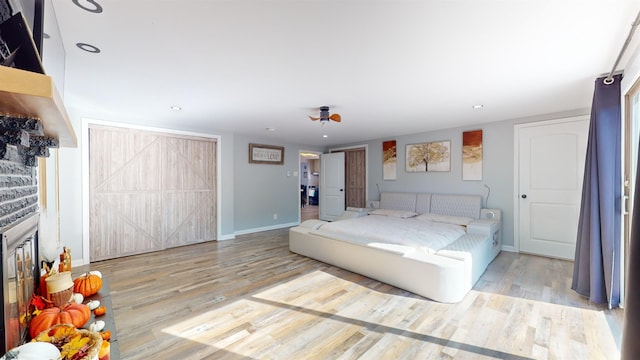 bedroom featuring light hardwood / wood-style floors