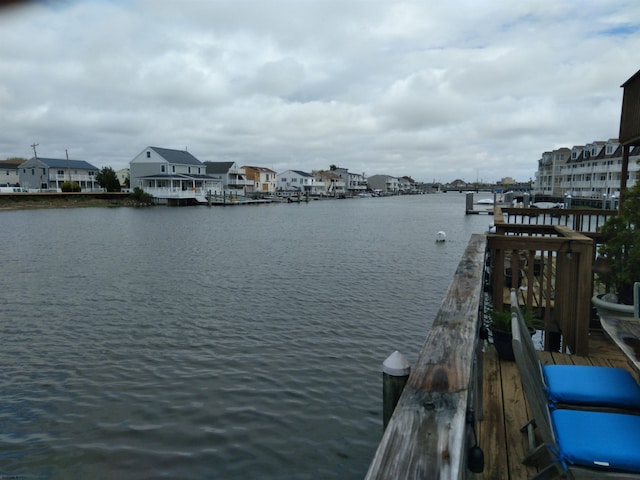 view of dock featuring a water view