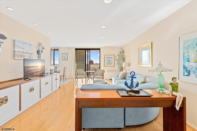 living room featuring light hardwood / wood-style flooring