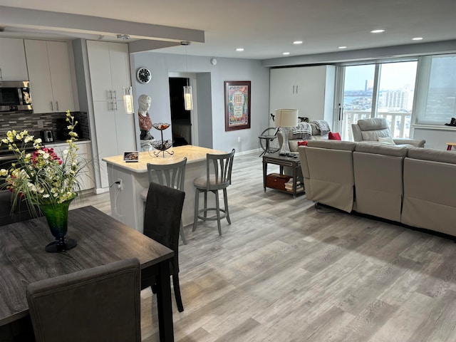 interior space with light hardwood / wood-style floors