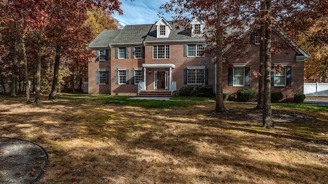 colonial house with a front lawn