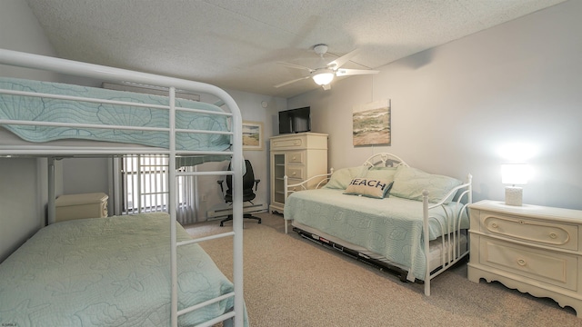 4540 W Brigantine Ave Unit N-102, Brigantine, NJ 08203 - bedroom featuring carpet, a textured ceiling, and ceiling fan