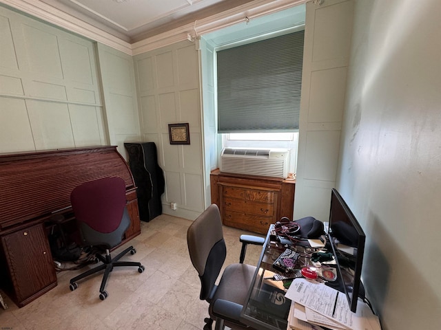 office area featuring ornamental molding