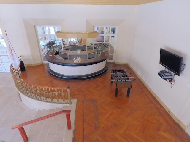 interior space featuring parquet floors