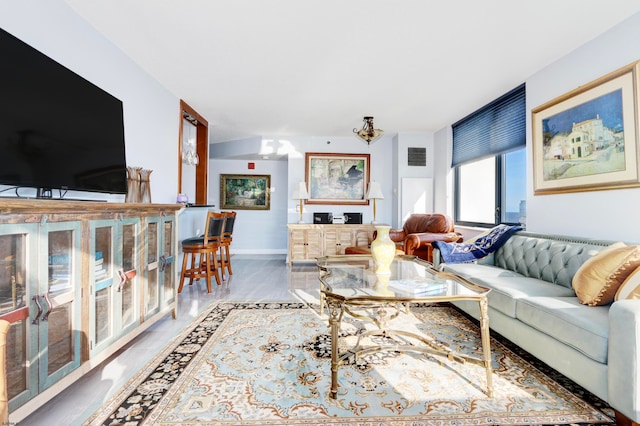 living room with hardwood / wood-style floors