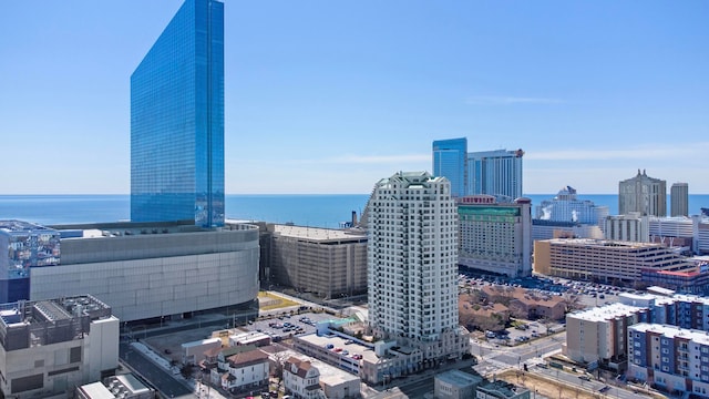 property's view of city featuring a water view