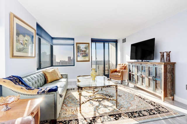 living room featuring hardwood / wood-style flooring