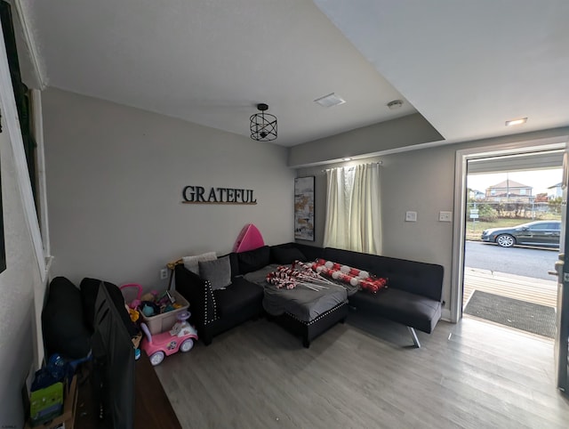 living room with light wood-type flooring