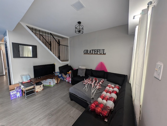 living room featuring wood-type flooring