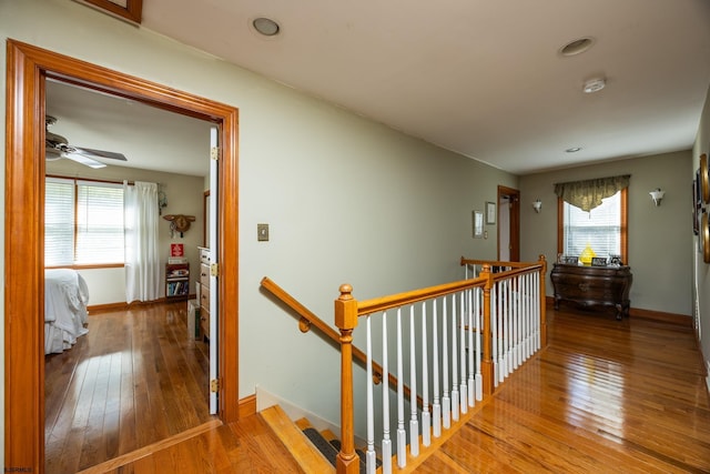 1981 Tuckahoe Rd, Upper Township, NJ 08270 - corridor with an upstairs landing, baseboards, hardwood / wood-style flooring, and recessed lighting