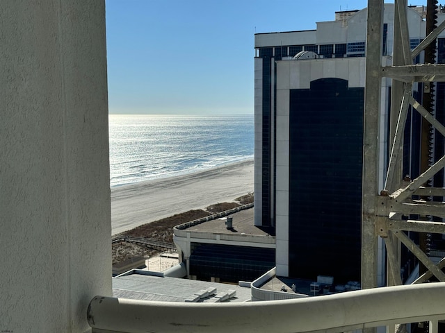 view of water feature featuring a view of the beach