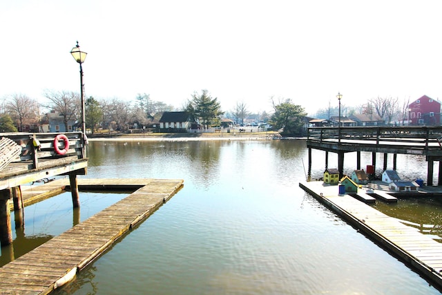 dock area featuring a water view