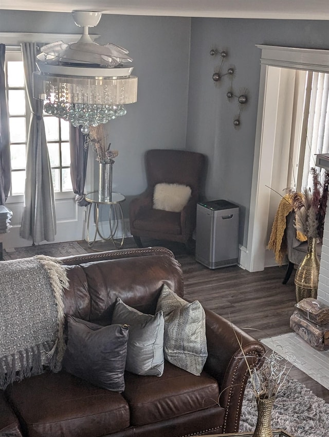 living room with wood-type flooring