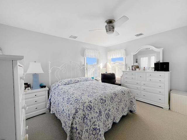 bedroom featuring carpet and ceiling fan