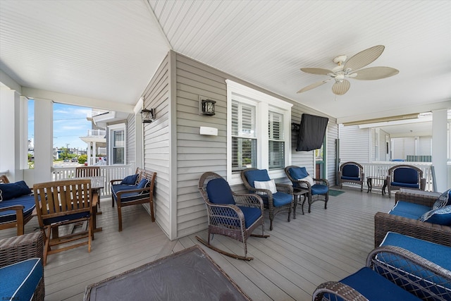 wooden terrace featuring a porch