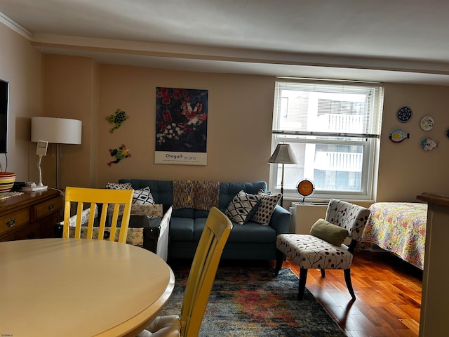 living room with hardwood / wood-style flooring