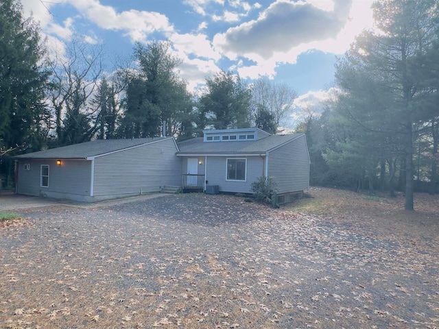 view of front of home with central air condition unit